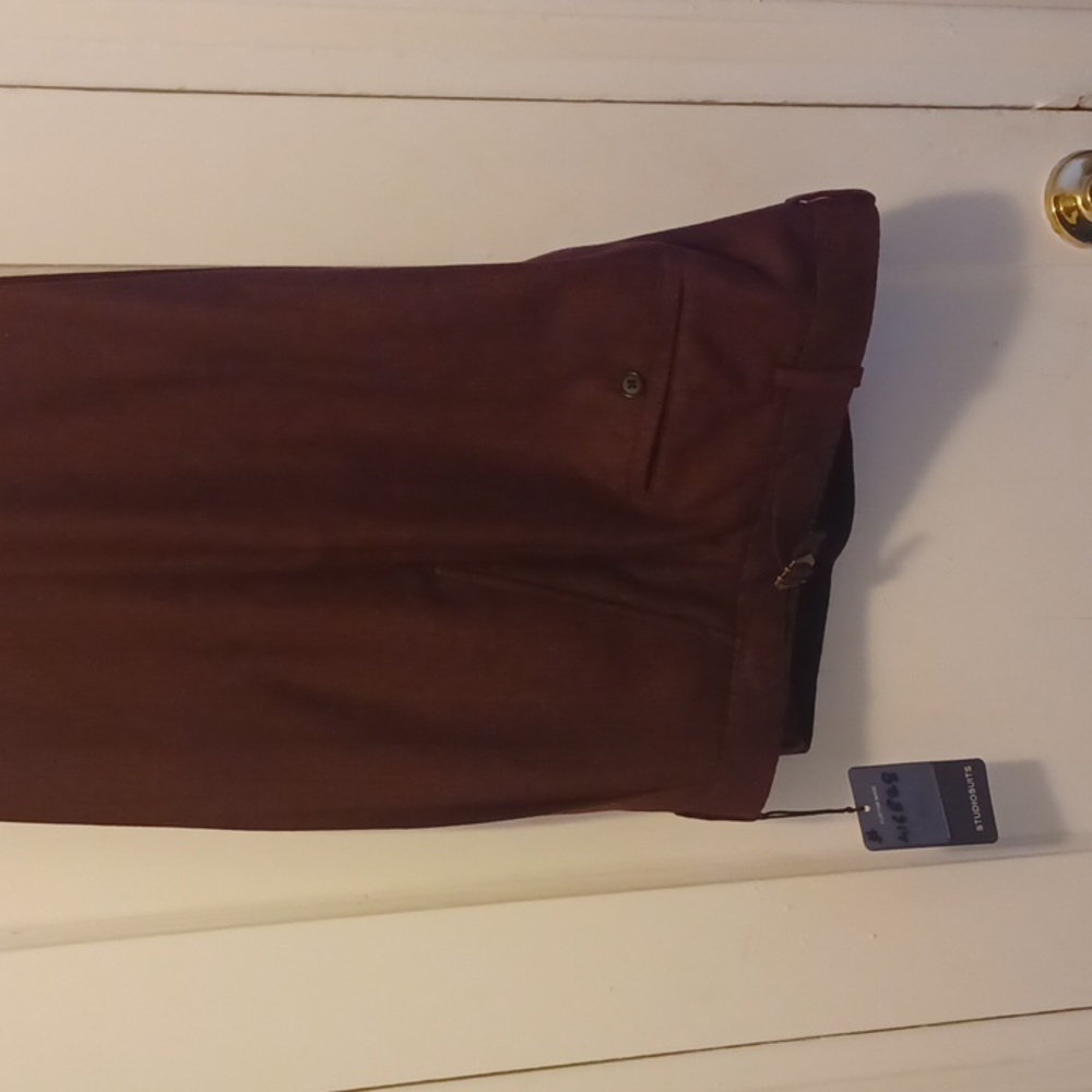 Mens 42x32 burgandy/wine custom made tweed pants